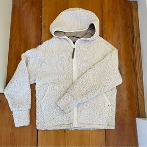 Prana zip, fleece, off white hoodie. Only worn once. Size medium.
